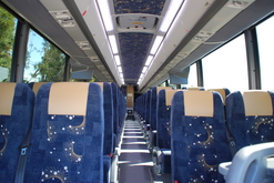 Interior of a Motor Coach, Showing Seats and amenities
